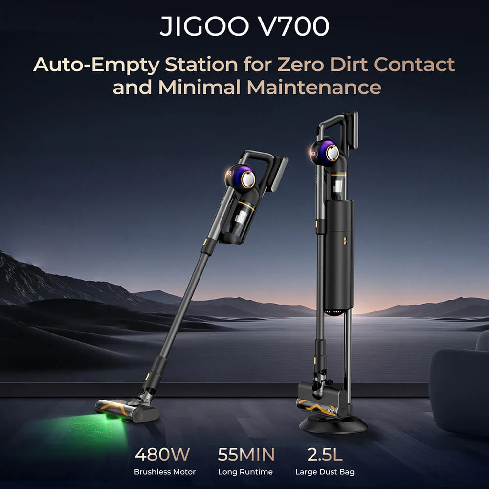 JIGOO V700: Επαναφορτιζόμενη Σκούπα με Σταθμό Αυτόματου Αδειάσματος 2.5L και 33KPa στα 159,00€ από το Geekbuying