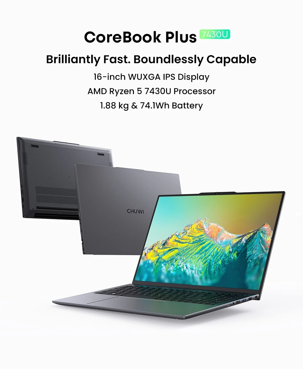 CHUWI CoreBook Plus 16" IPS (Ryzen 5 7430U, 16GB RAM, 512GB SSD) στα 385,00€ από το Geekbuying!