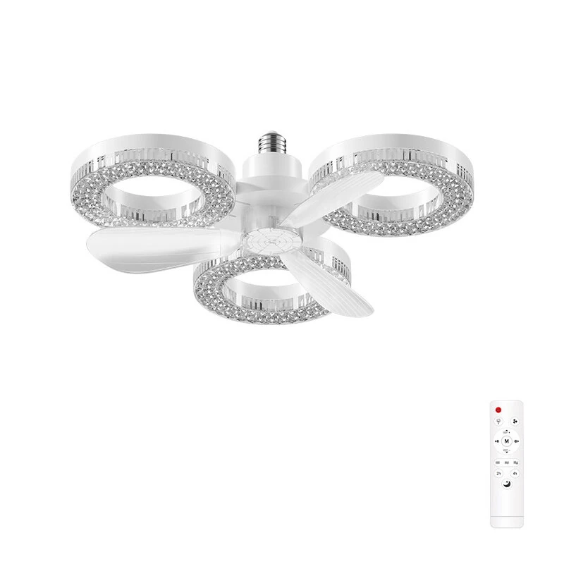 Elfeland 3/4 Κεφαλών E27 LED Ανεμιστήρας Οροφής με Φωτισμό Κρυστάλλου, Ρυθμιζόμενη Θερμοκρασία & Ταχύτητα από Banggood!