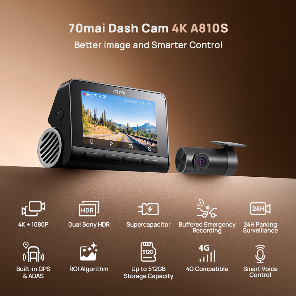 70mai A810S 4K Dash Cam με IMX678, Dual HDR, 4G LTE & Wi-Fi 6 στα 104,60€ από το AliExpress!