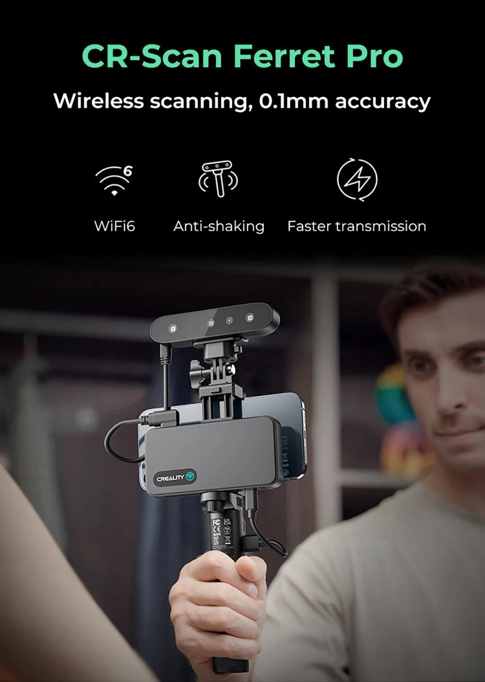 Creality CR-Scan Ferret Pro 3D Scanner με Wireless σύνδεση και 0.1mm ακρίβεια στα 289,00€ από το Geekbuying
