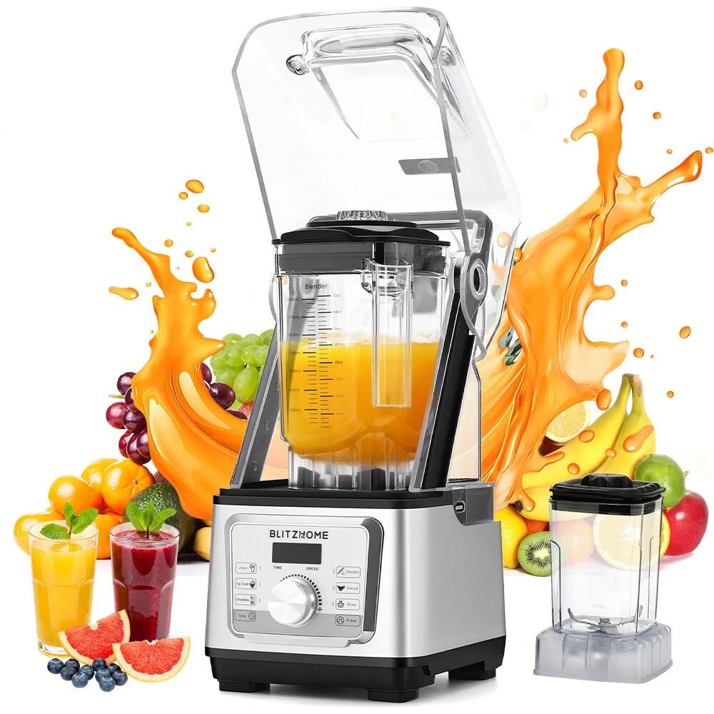 BlitzHome BH 606C 1600W Quiet Blender with Shield 8 Programs Countertop Smoothie Maker 6 Leaf Blade High Speed Ice Crushing With 2L Jar and 800ml Grinder Cup με 127,10€ από το Banggood