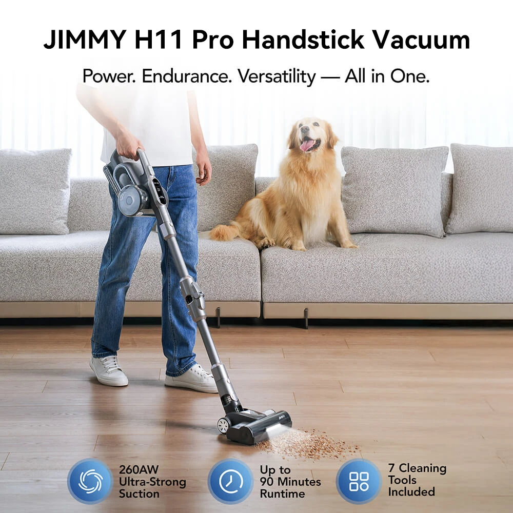 JIMMY H11 Pro: Ισχυρή Επαναφορτιζόμενη Σκούπα 260AW με 90' Αυτονομία στα 239,00€ από το Geekbuying