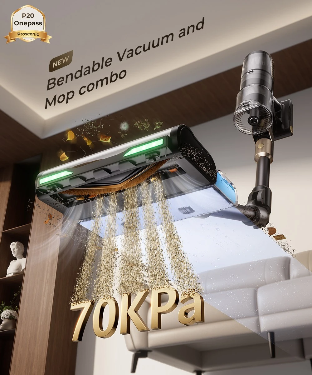 Proscenic P20 OnePass: Επαναφορτιζόμενη σκούπα 70000Pa με υγρό καθάρισμα, μόνο 126,00€ στο Geekbuying!