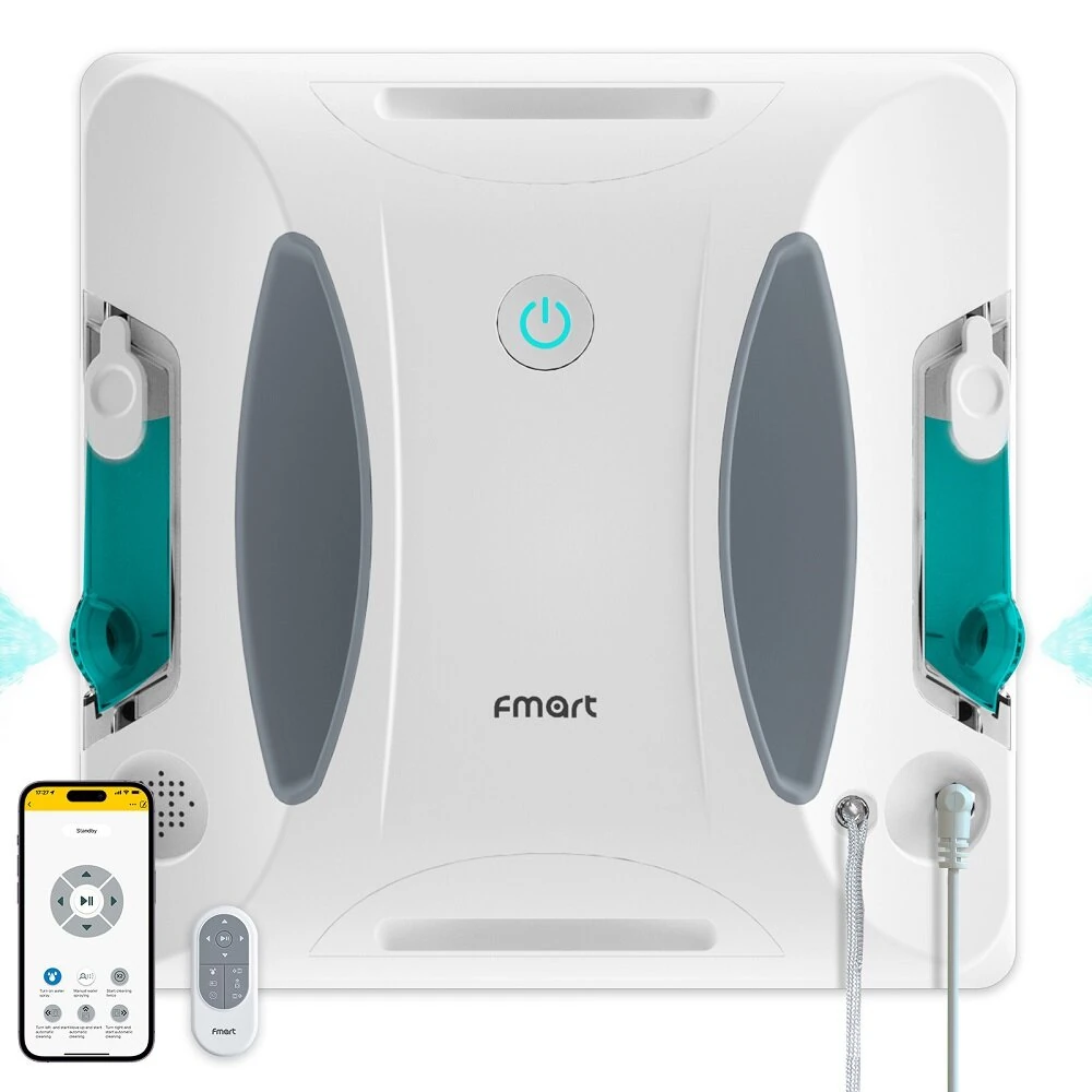 FMART W6 Window Cleaning Robot,3800Pa Powerful Suction,Dual Ultrasonic Water Spray,AI SLAM Navigation,App and 2.4G Remote Control,UPS Backup,for Indoor and High Rise Frameless Windows με 125,00€ από το Banggood