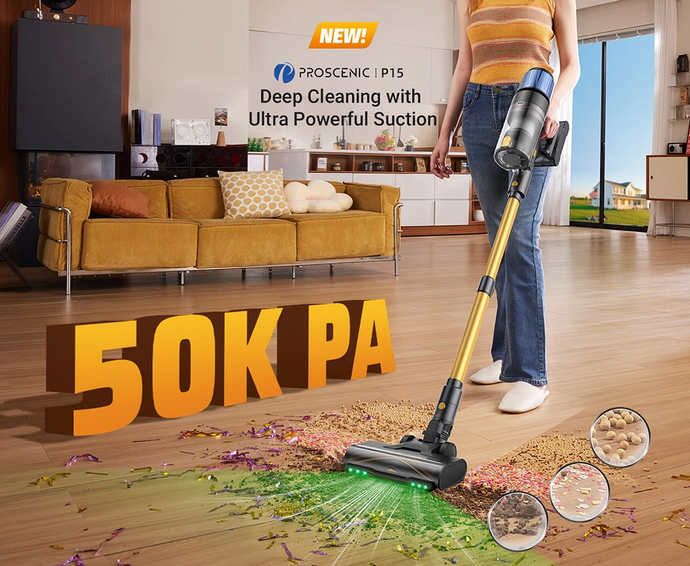 Proscenic P15: Ασύρματη σκούπα stick 50kPa με 70' αυτονομία στα 113,00€ από το Geekbuying!