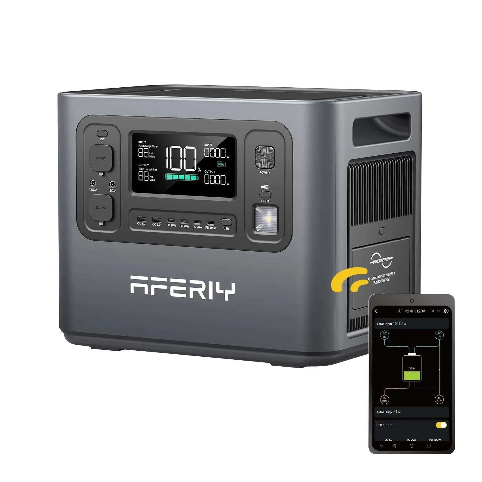 Aferiy P210 2400W 2048Wh Φορητός Σταθμός Ενέργειας LiFePO4 στα 637,00€ από το Banggood